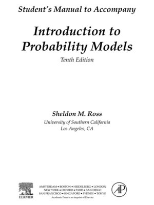 cover image of Introduction to Probability Models, Student Solutions Manual (e-only)